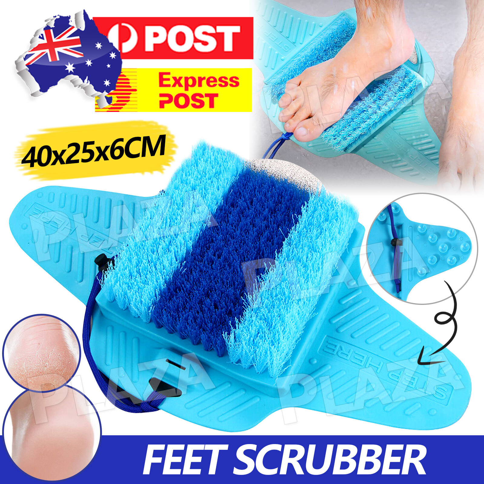 Foot Scrubber Brush TPR Blue 40 25 6CM Exfoliating Cleaner Soften Calluses Feet