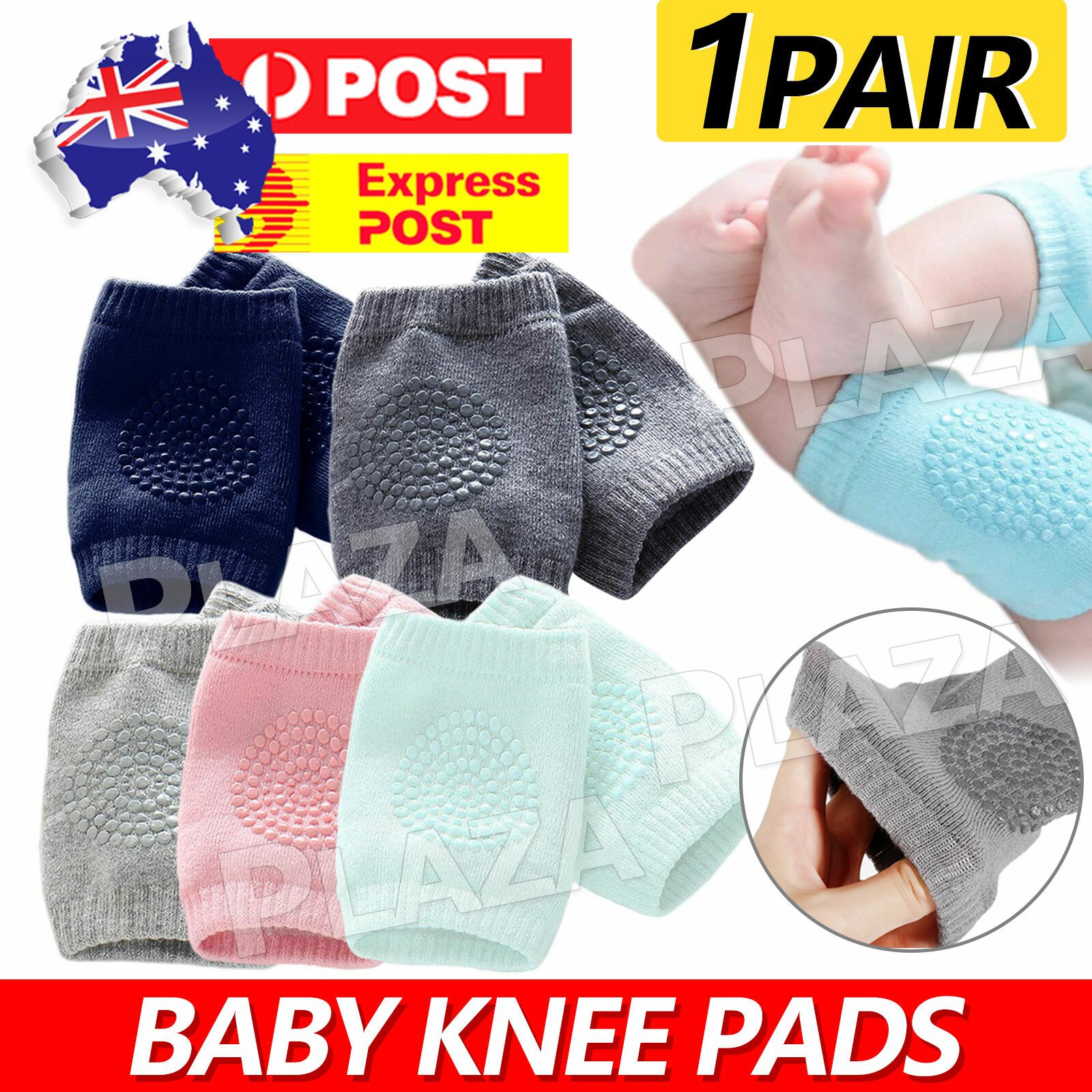 Baby Knee Pads Cotton Crawling Protector Toddler Navy blue 11.5 8.5CM Stretchy