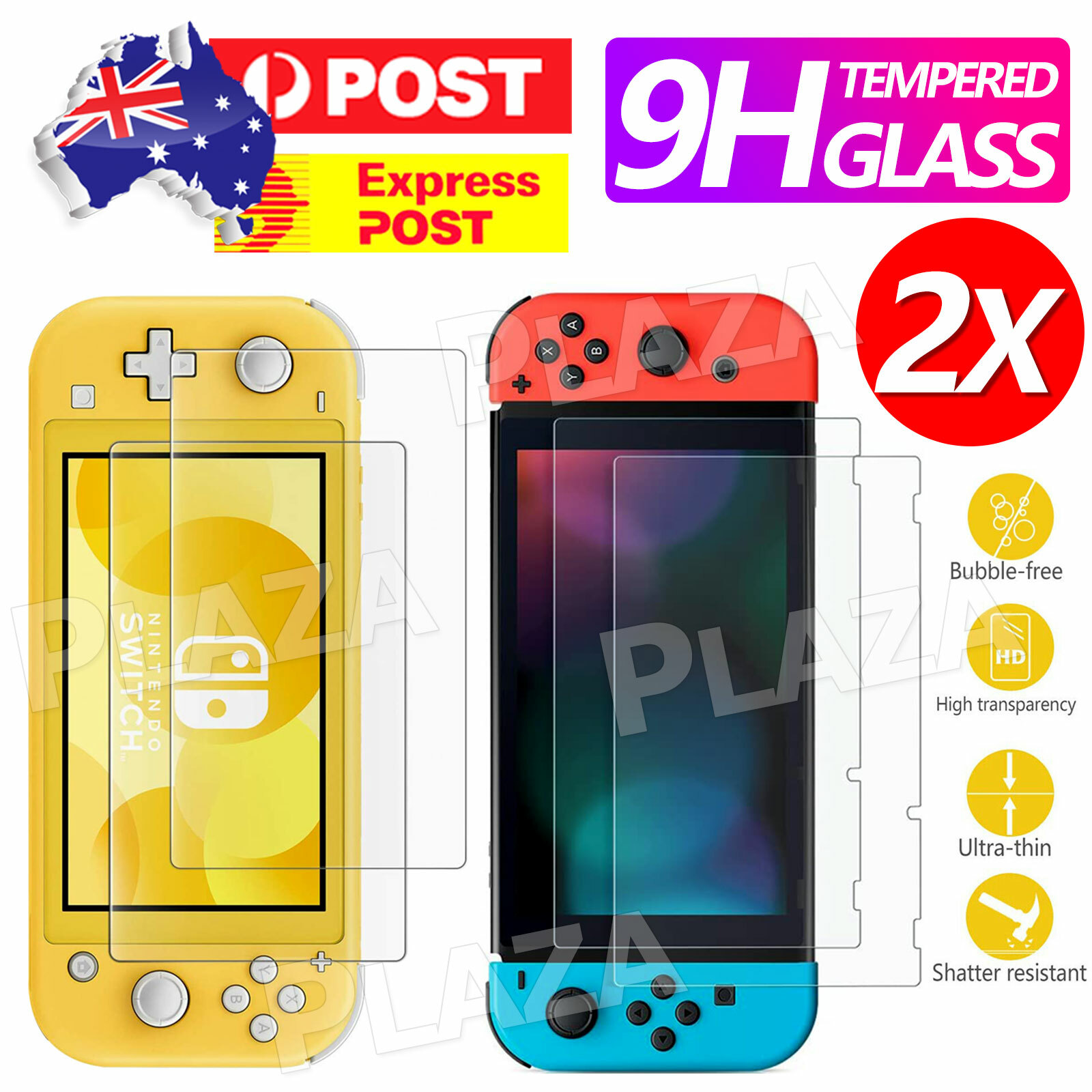 2X Nintendo Switch 2in1 Pre-cut Tempered Glass Screen Protector Anti-Scratch