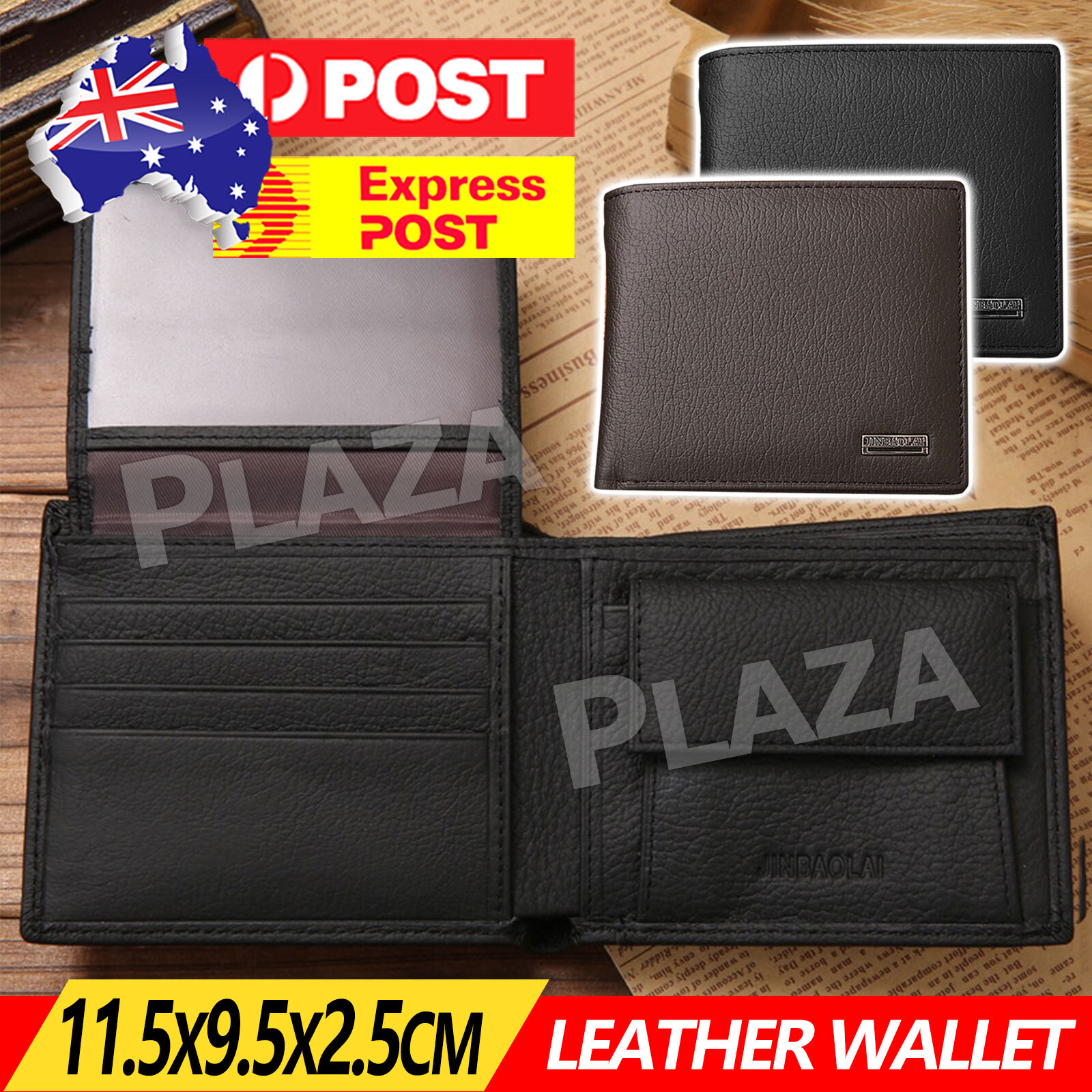 Mens Genuine Leather Wallet Coffee Folding Coin Purse Multiple Card Slots Casual