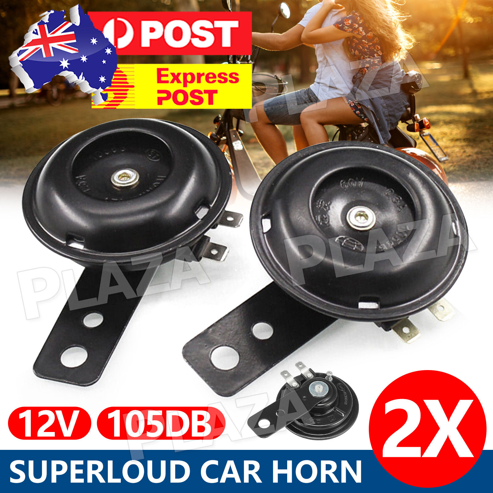 12V 2pcs Waterproof Loud Snail Air Horn 105 decibels Black For Car Truck Van