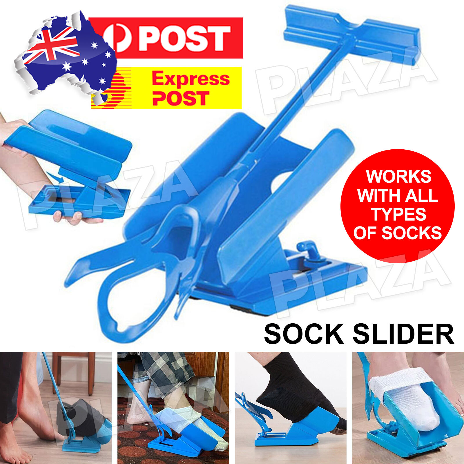 Sock Slider Dressing Socks/Stockings Aid Blue ABS Plastic Easy On Off One Hand