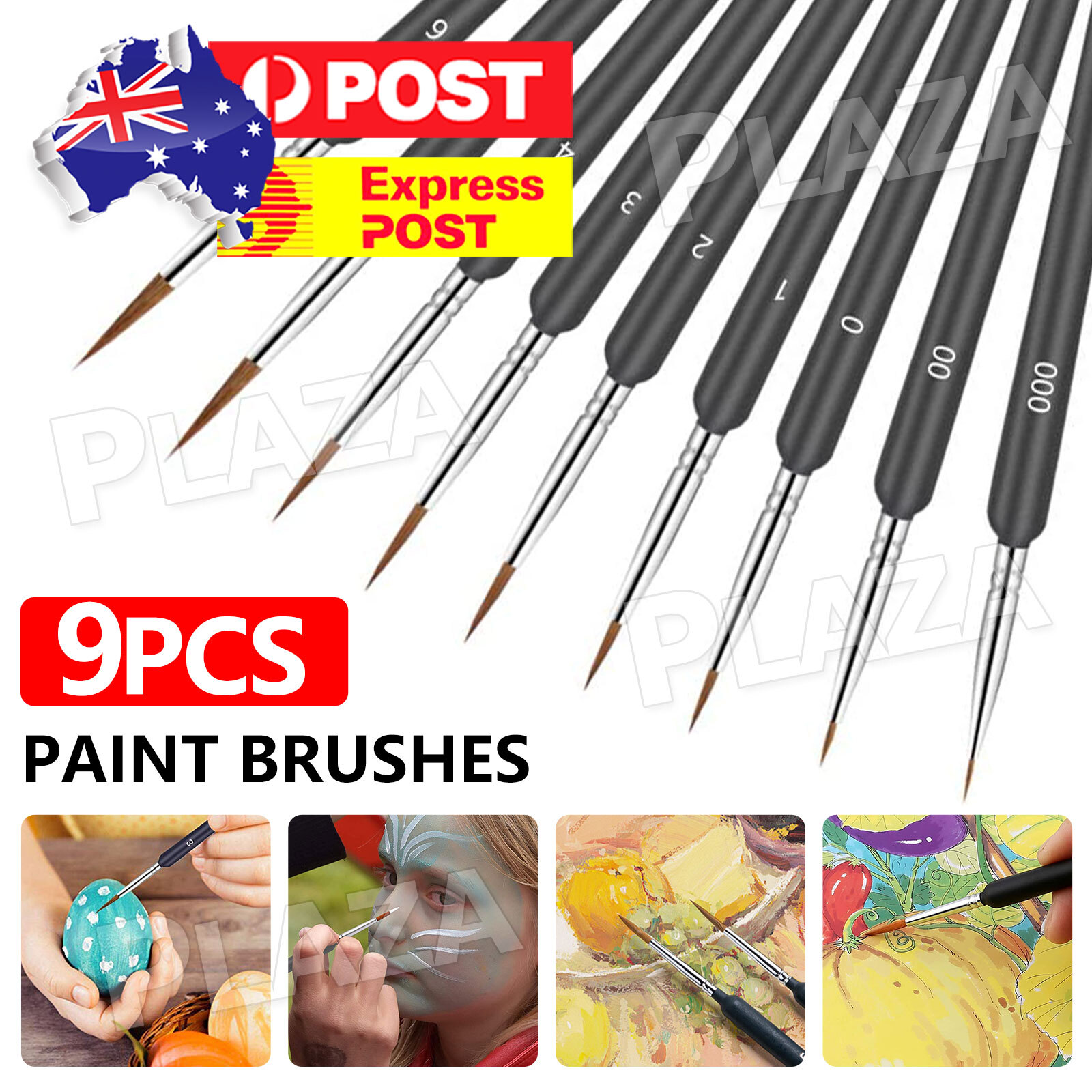 9PCS Nylon Artist Paint Brush Detail Miniature Longliner Pinstriping 180mm Black