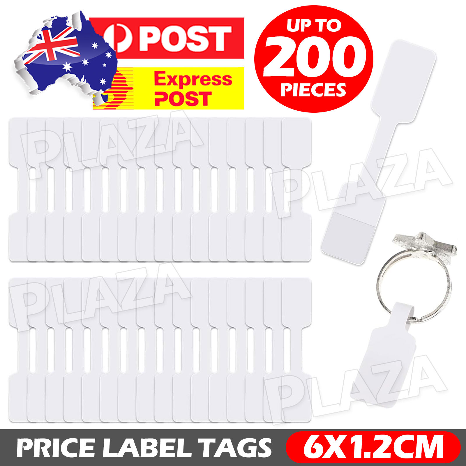 200PCS White Jewelry Ring Pendant Price Labels Adhesive Paper 6x1.2CM Removable