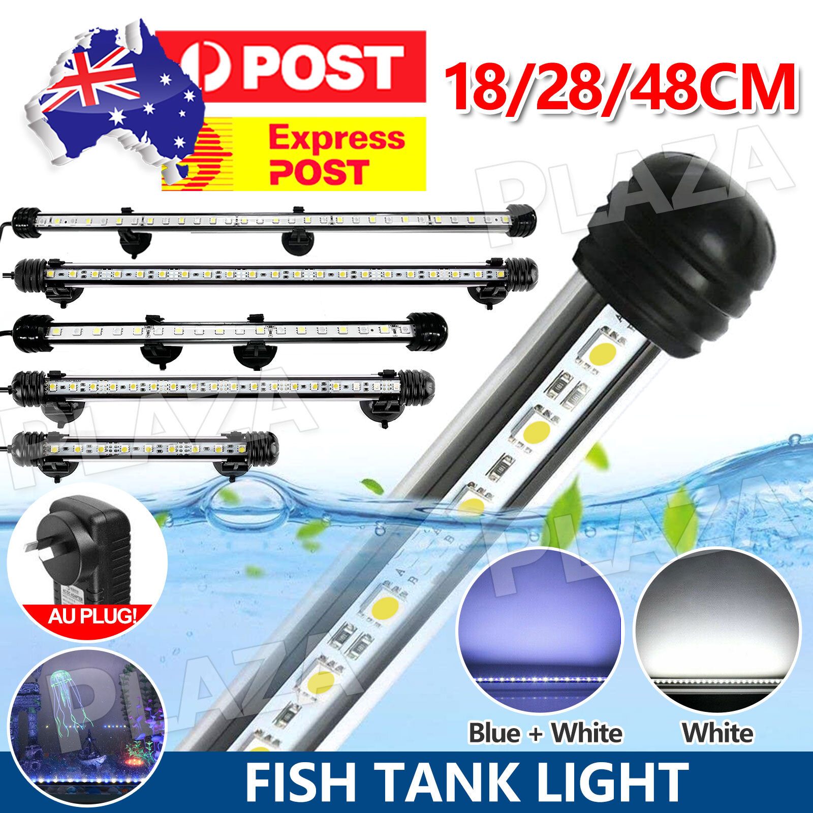 LED Aquarium Light Submersible Underwater IP68 18CM 9LED White Easy Installation