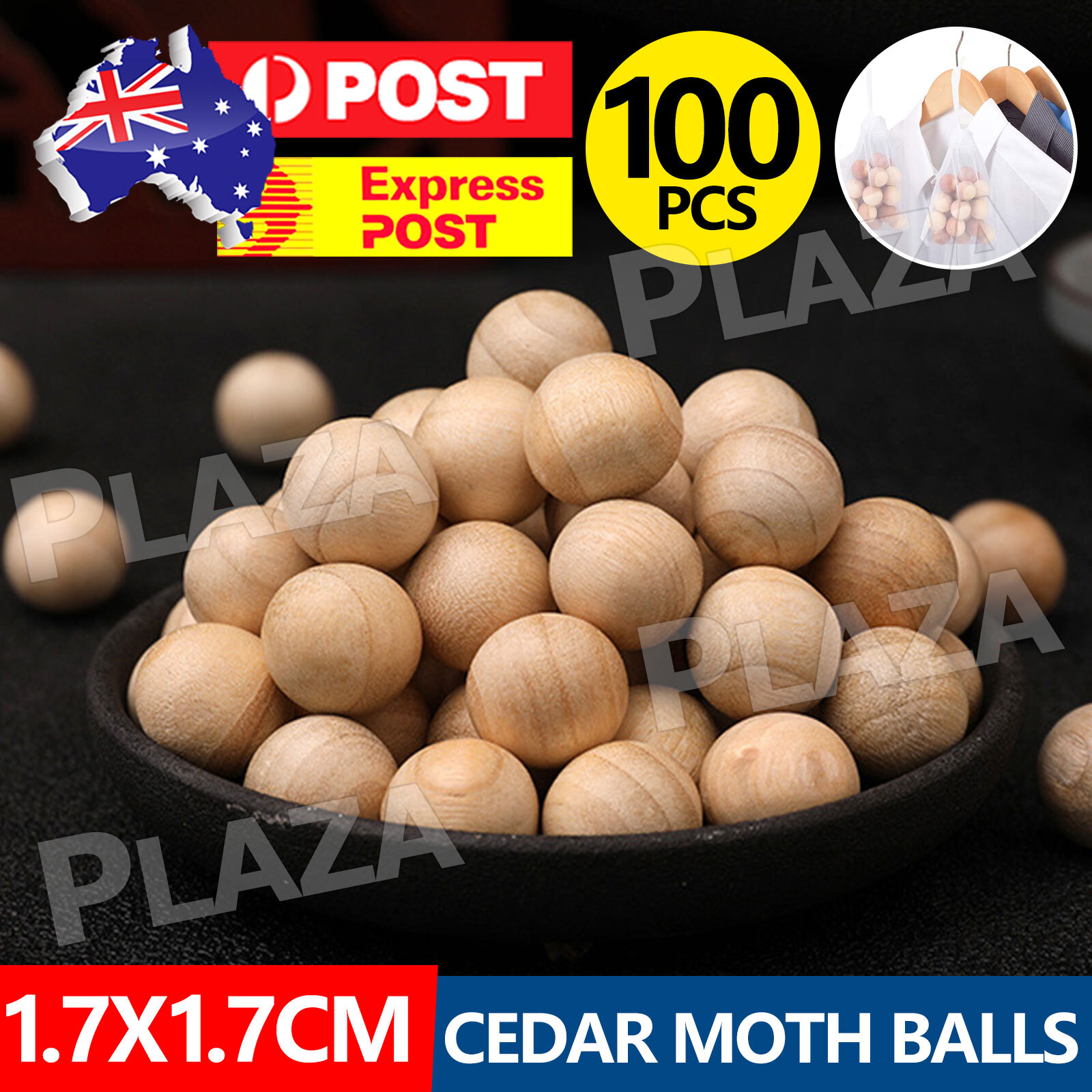 100pcs Cedar Wood Mothballs Natural Repellent Clothes Wardrobe Drawer 1.7x1.7CM