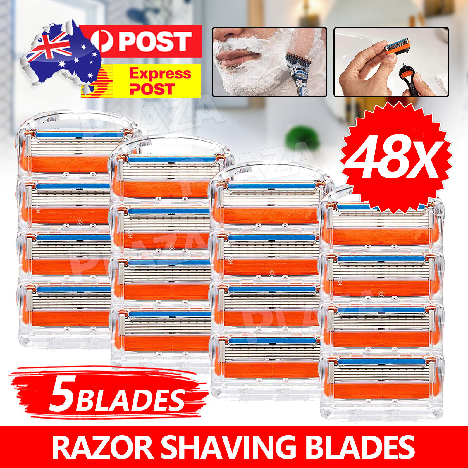 48x Unbranded Replacement Blades For Gillette Fusion ProGlide Power Razor 5 Men