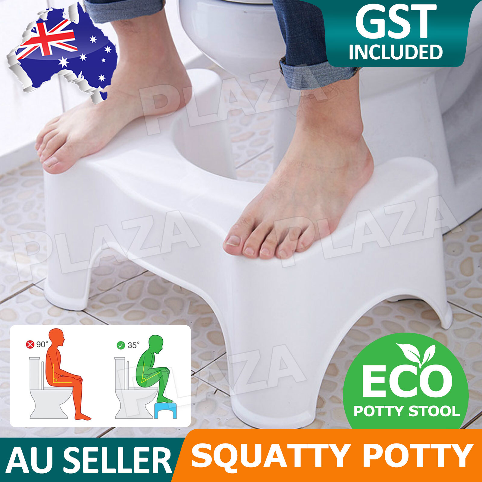 Squatty Potty Toilet Stool NON-SLIP White 39x22x17cm Ergonomic squatting posture