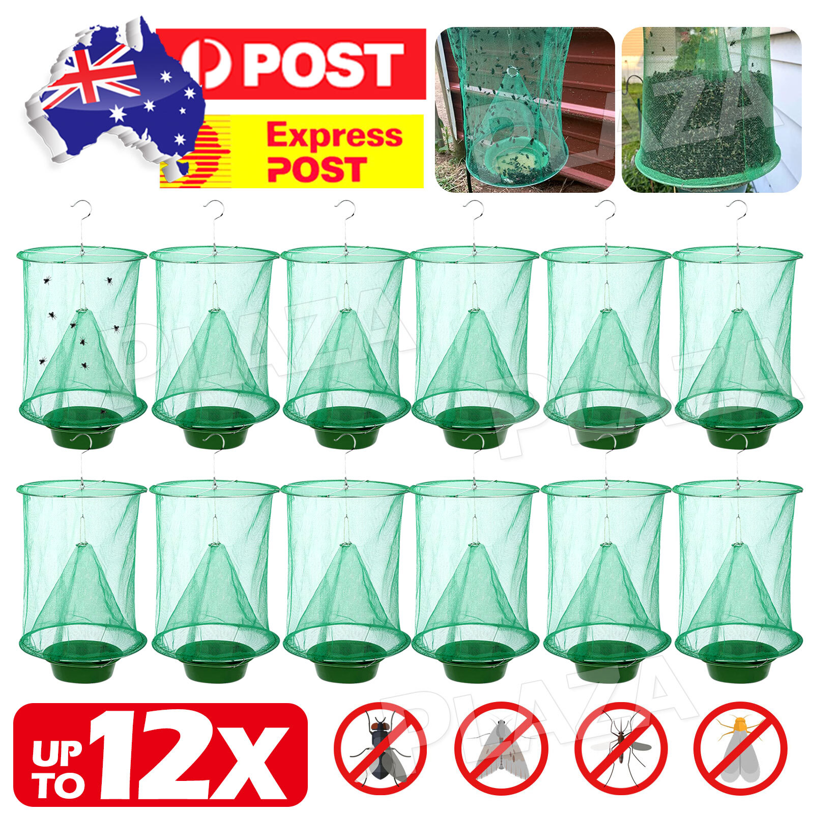 6PCS Fly Trap Insect Killer Cage Net Hanging Outdoor Green 23.5cm 31cm Efficient