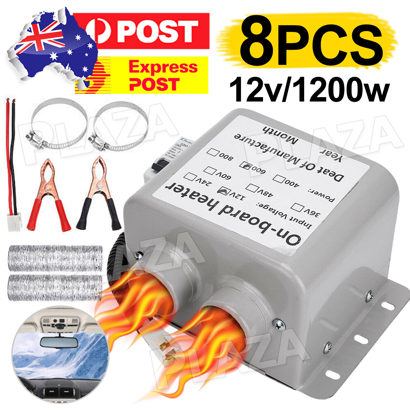 12V Car Truck Dash Heater 1200W Windscreen Defroster Demister Fan Metal Winter