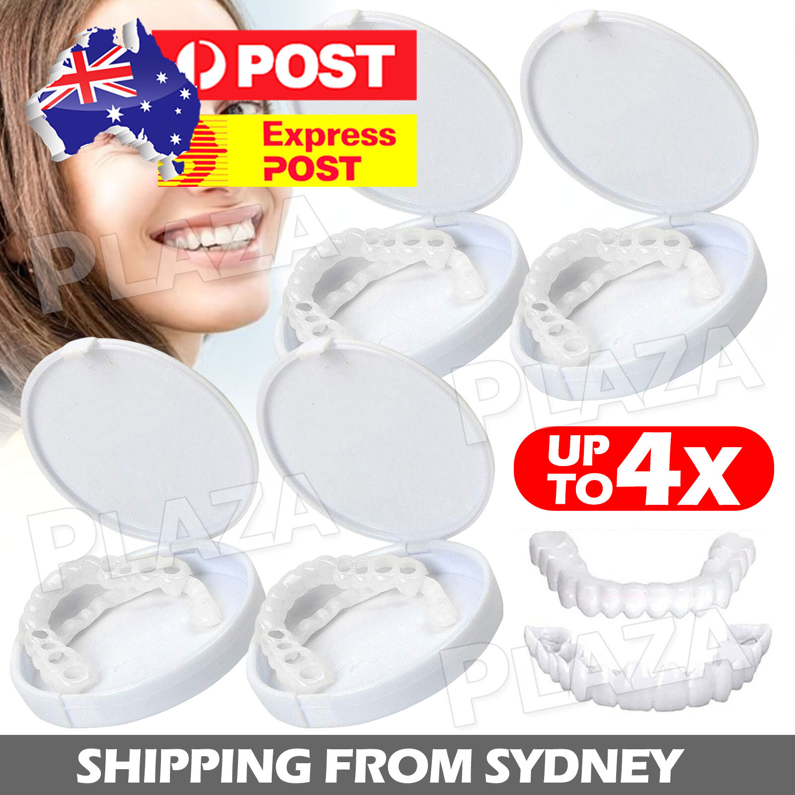 Snap On Upper Lower False Teeth Silicone Dental Veneers White 1x Upper Lower