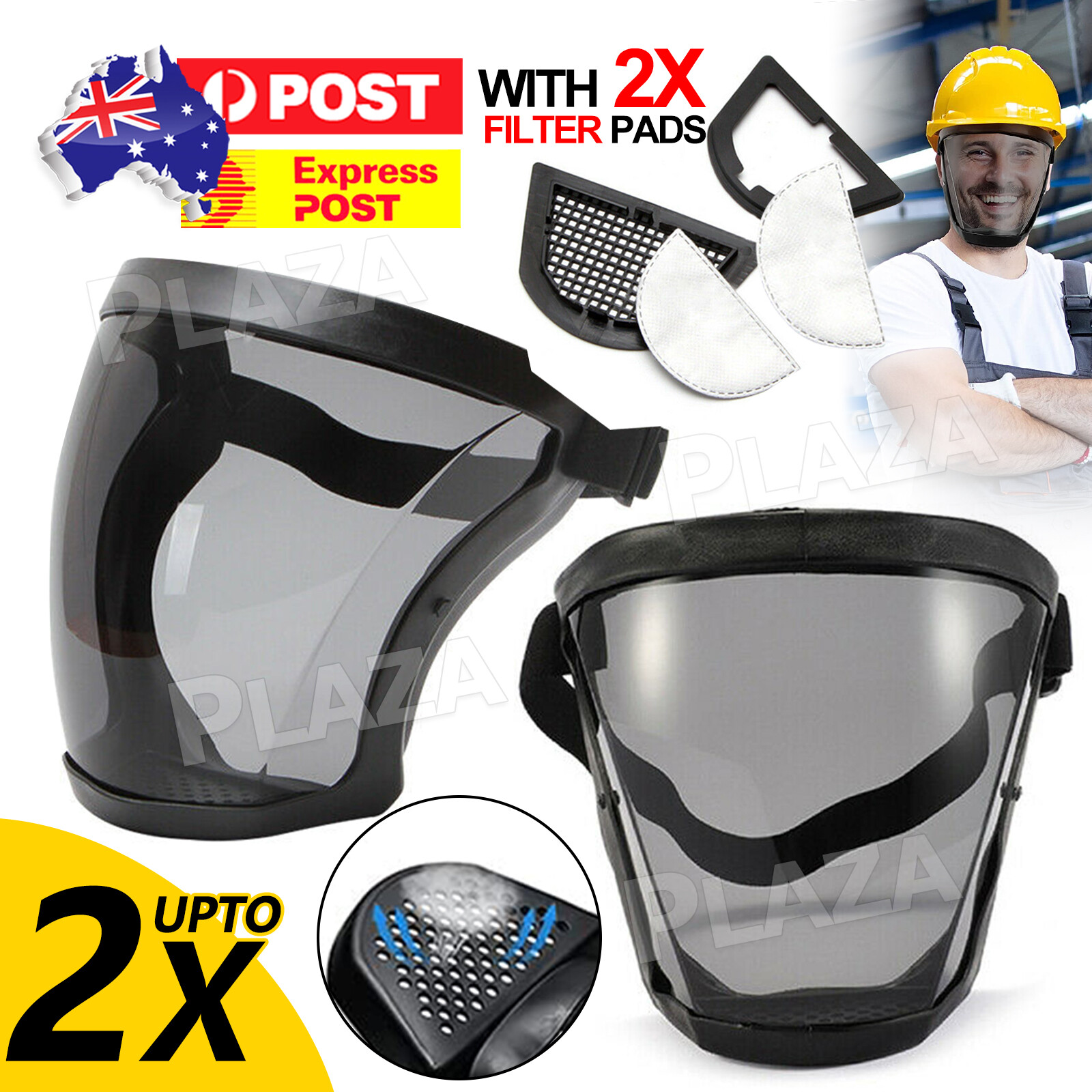 Anti-Fog Full Face Mask Protective Shield Adjustable Adults Black 17 18 11cm
