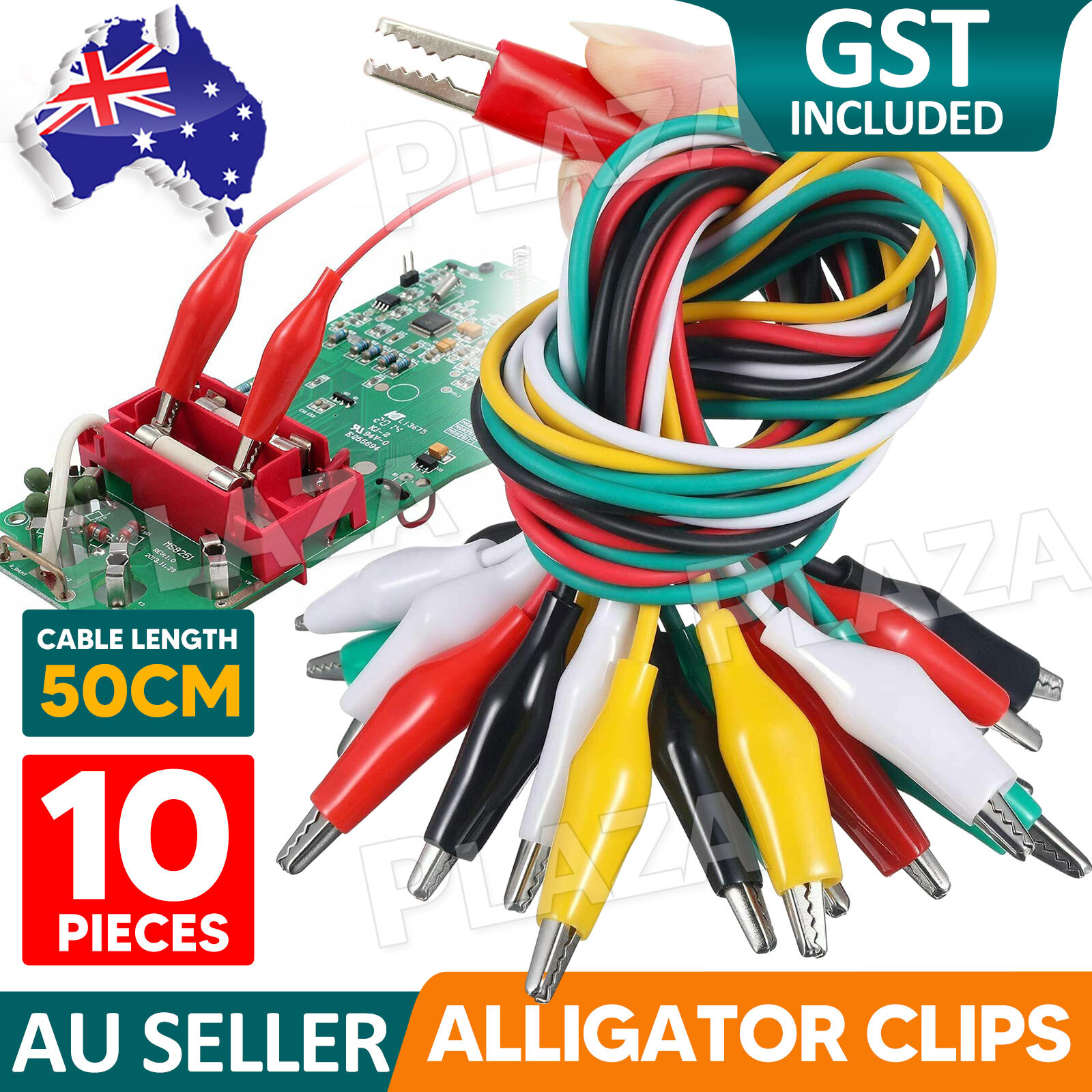 10PCS Electrical Alligator Clips 50cm double-ended Test lead Jumper Wire Colour