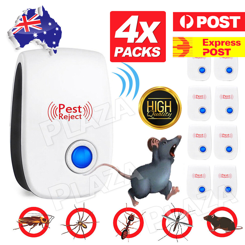 4X Ultrasonic Electronic Pest Repeller Mouse Cockroach Insect Indoor 5W White AU