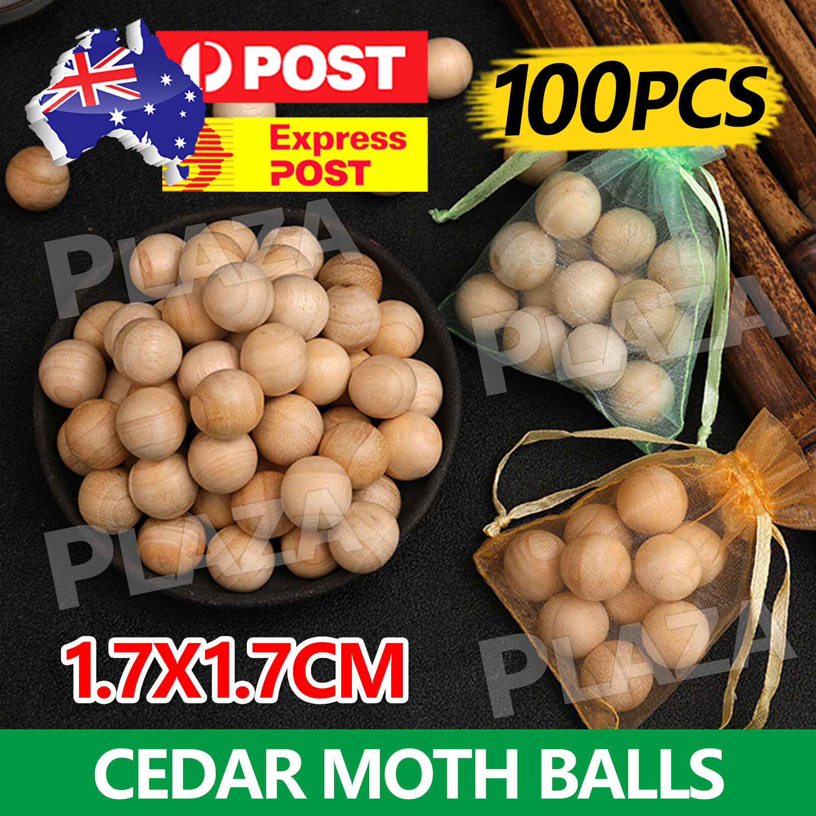 100pcs Cedar Mothballs Natural Scented Insect Repellent 1.7x1.7CM silverfish