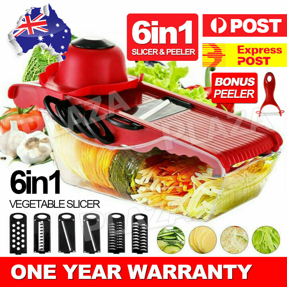 Mandolin Slicer Julienne Cutter Red Stainless steel Food Slicer Easy Clean Blade