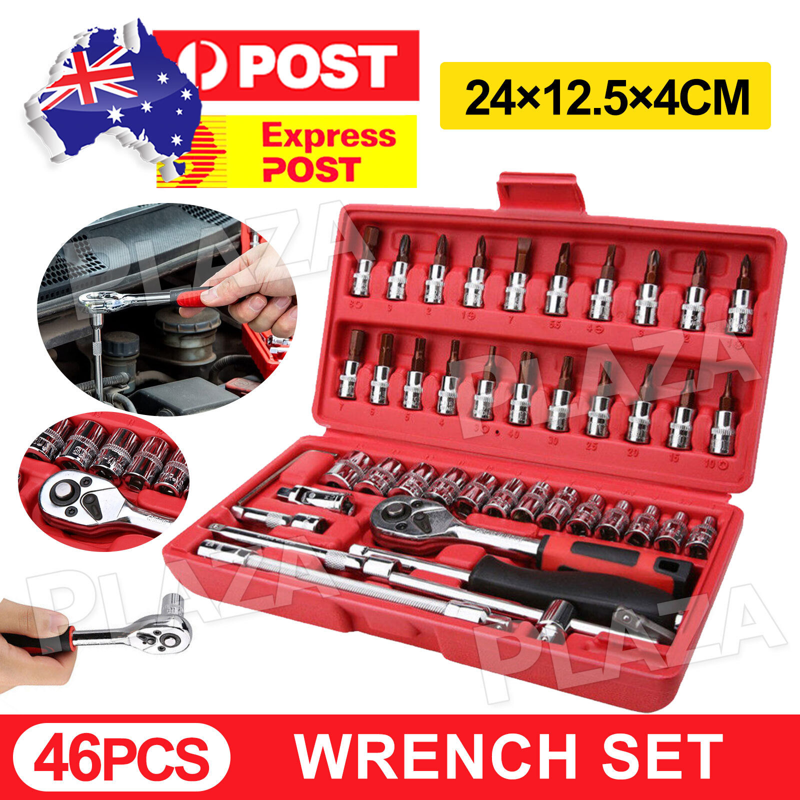 46pcs 1/4 Metric Socket Wrench Set Chrome Vanadium Steel Car Repair Extension