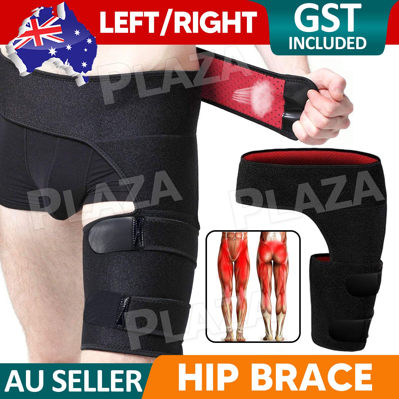 Hip Brace Groin Support Wrap Sciatica Compression Thigh One Size Neoprene Black
