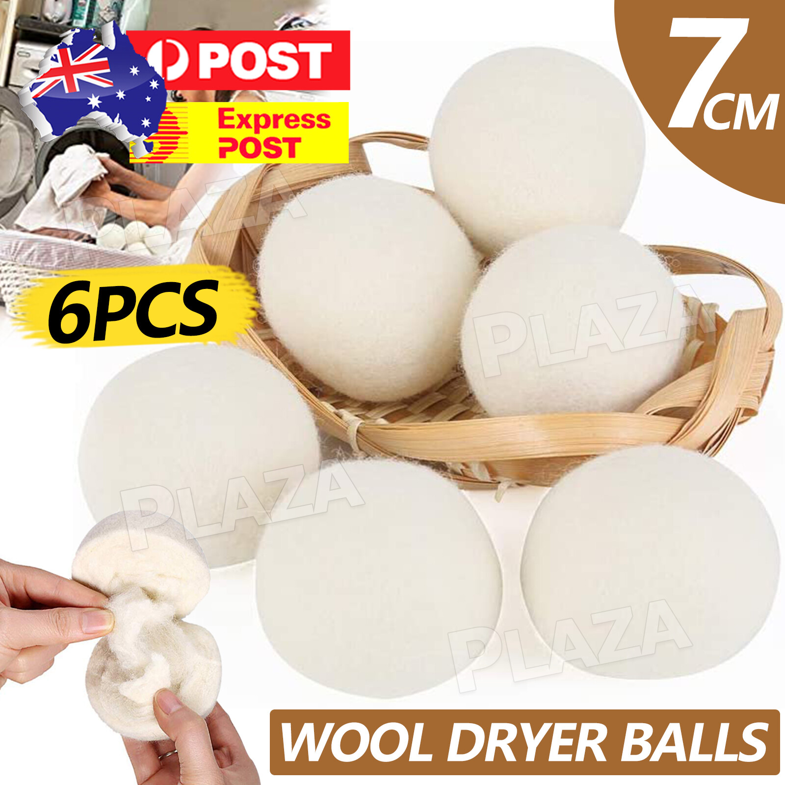 100 Zealand Wool Dryer Balls 6pcs 7CM Fabric Softener Reduce Wrinkles Static