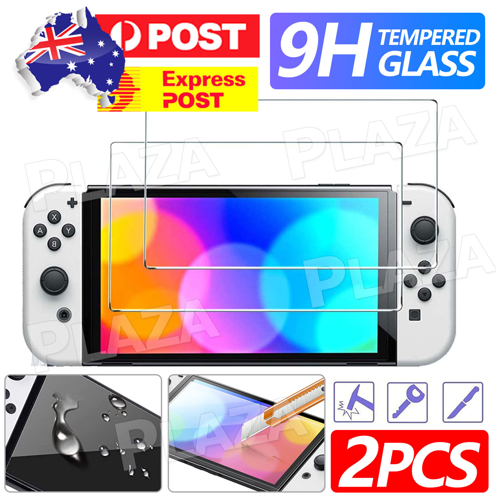 2x Nintendo Switch OLED 2021 Tempered Glass Screen Protector 9H Anti-Scratch