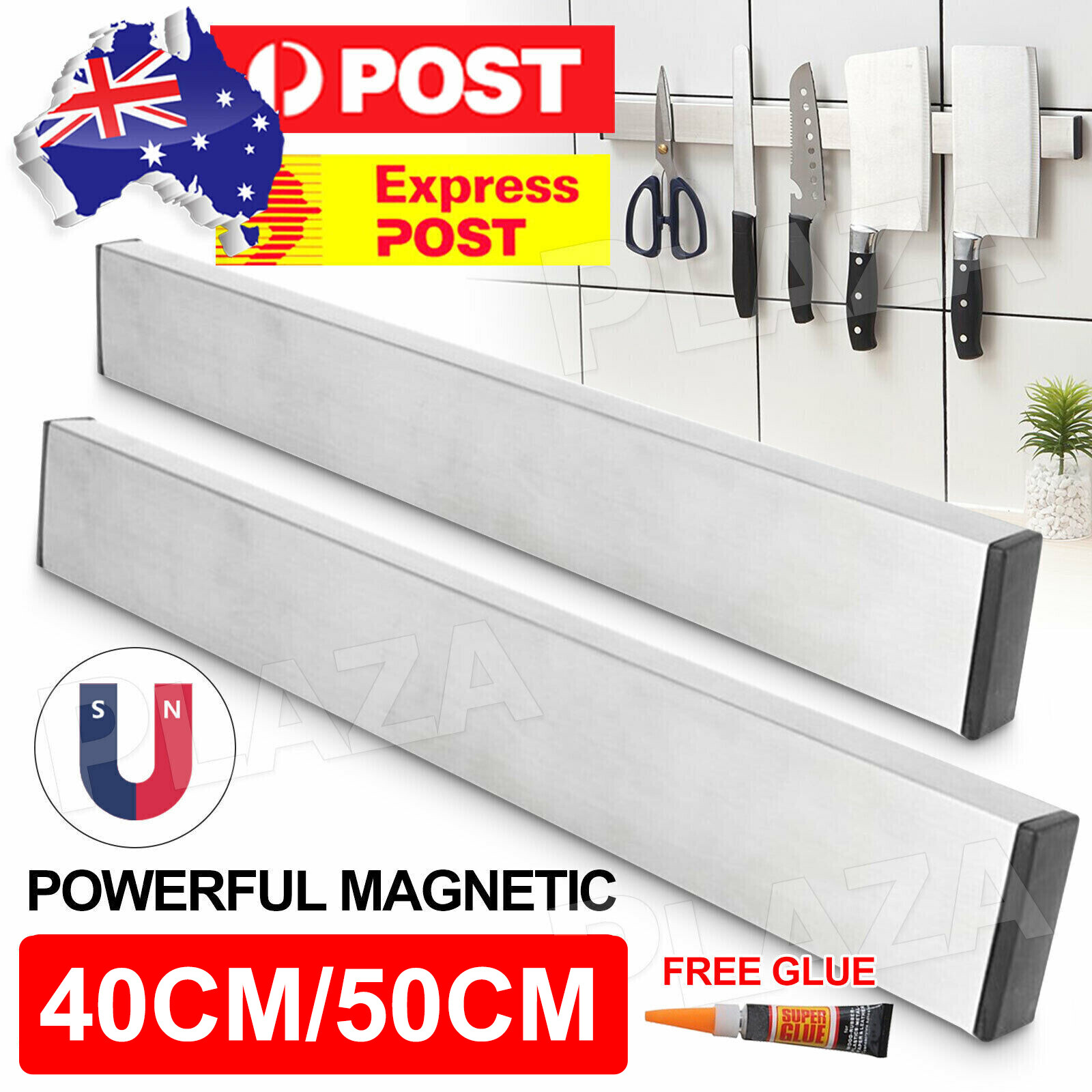Stainless Steel Magnetic Knife Holder Rack 40/50cm Wall Mounted Silver Kitchen