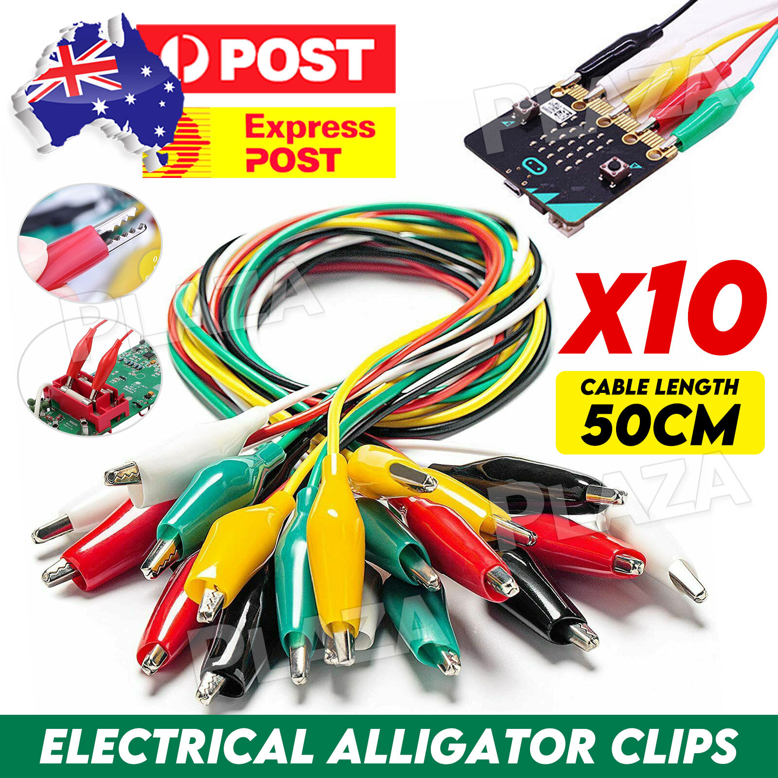 10PCS double-ended Alligator Clips Test lead Jumper Wire 50CM 3.5CM Color coded