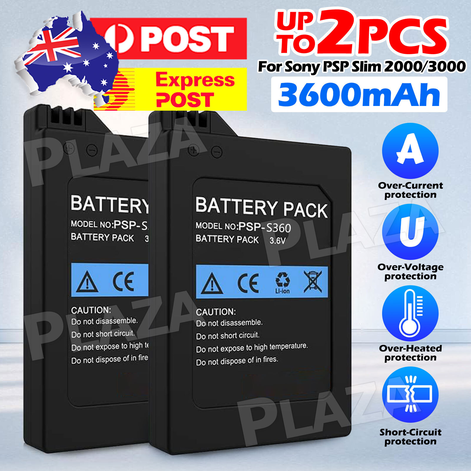 Sony PlayStation Portable PSP 2000/3000 Replacement Rechargeable Battery 3600mAh