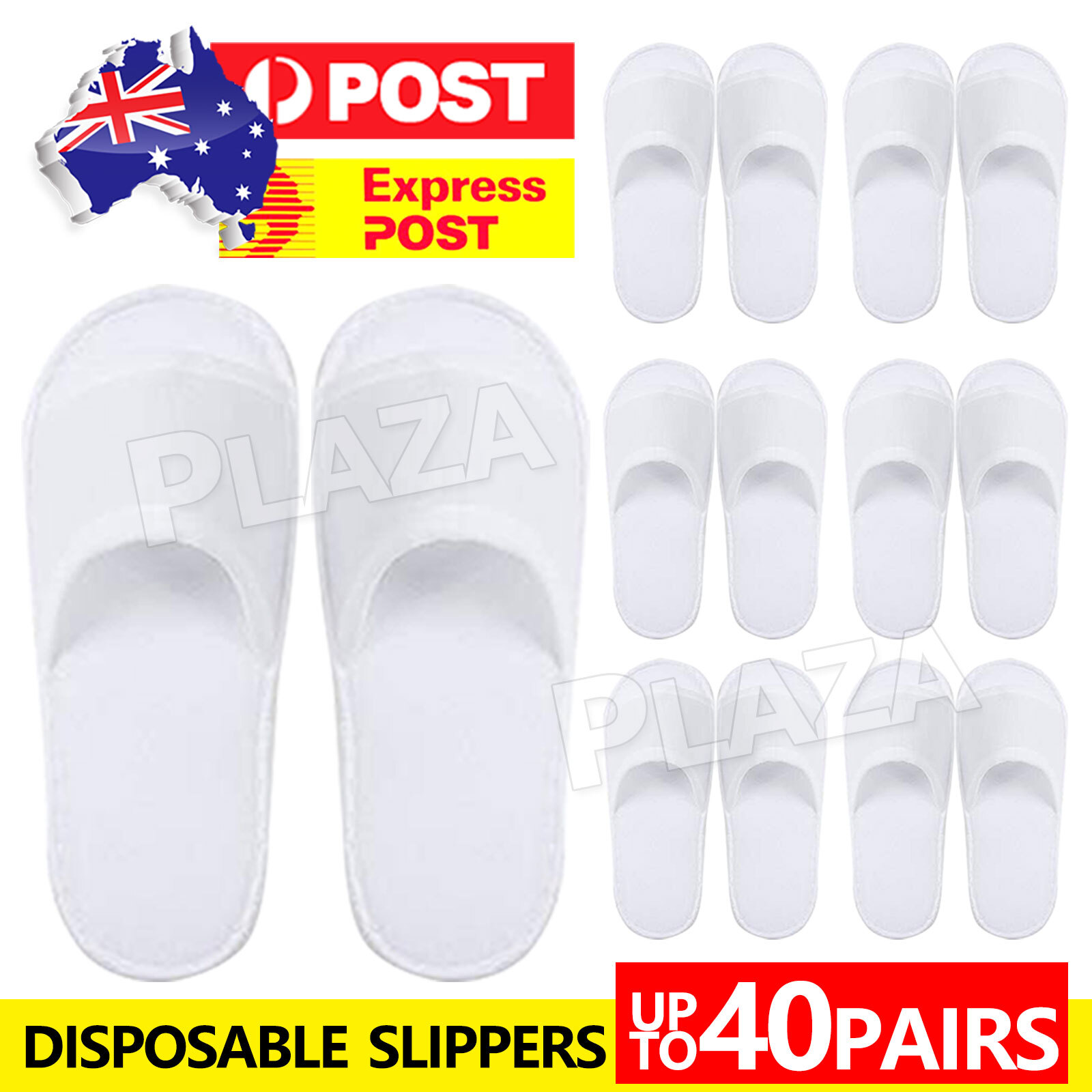 20Pairs Hotel Guest Disposable Slippers Open Toe White 28x11cm Spa Travel EVA