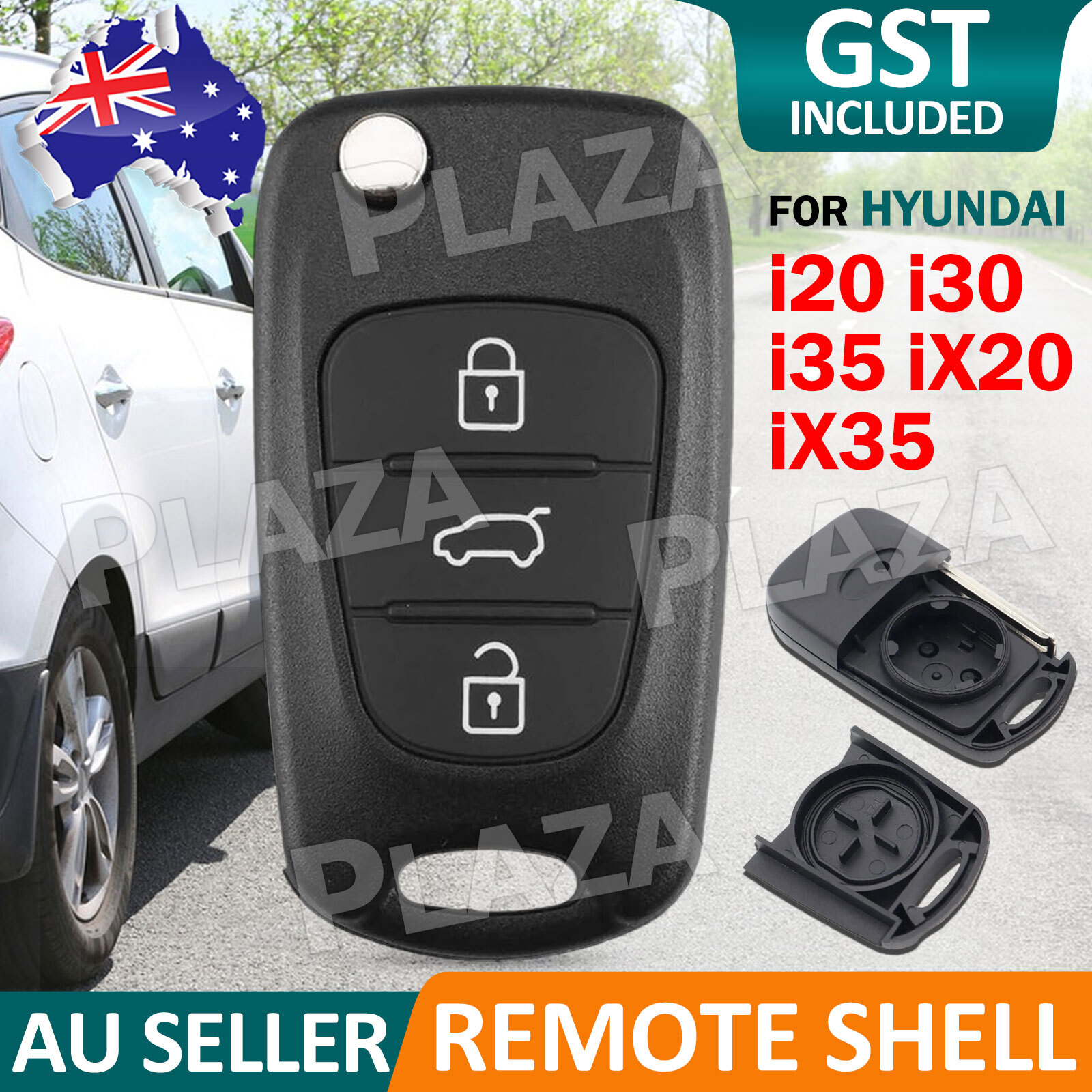 Hyundai 3 Button Flip Key Remote Shell Black blank key i20 i30 Elantra iX20 iX35