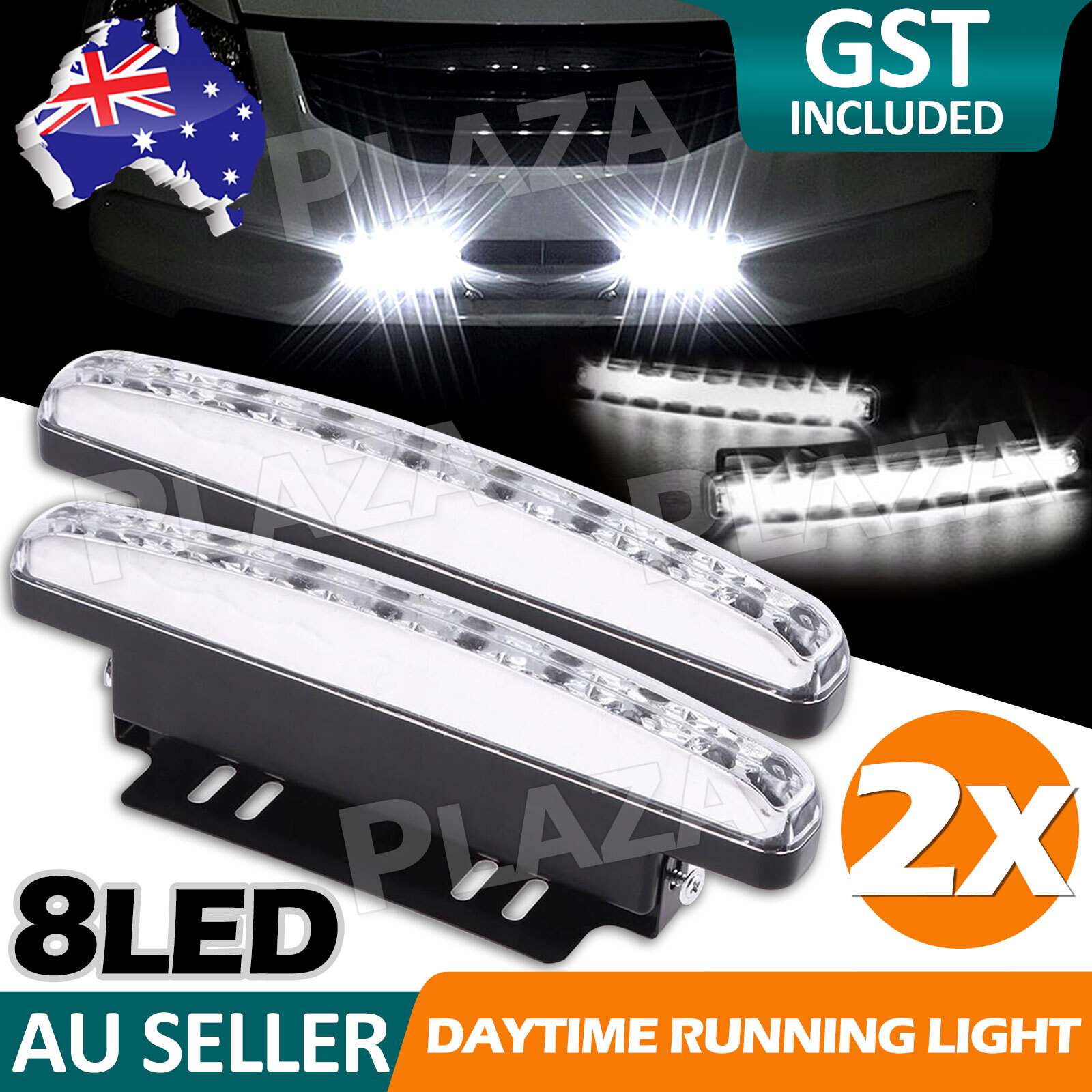 2X 8 LED Car DRL Daytime Running Lights Waterproof White 160 17mm DC 12V Bright