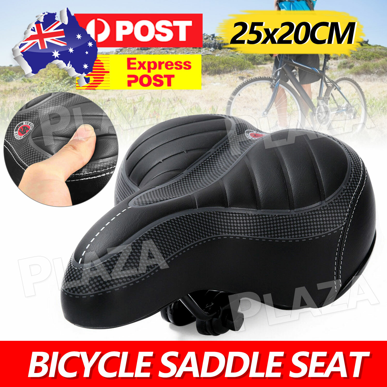 Wide Bicycle Saddle Bike Seat Soft Cushion Padded Black 26x20cm Universal BMX