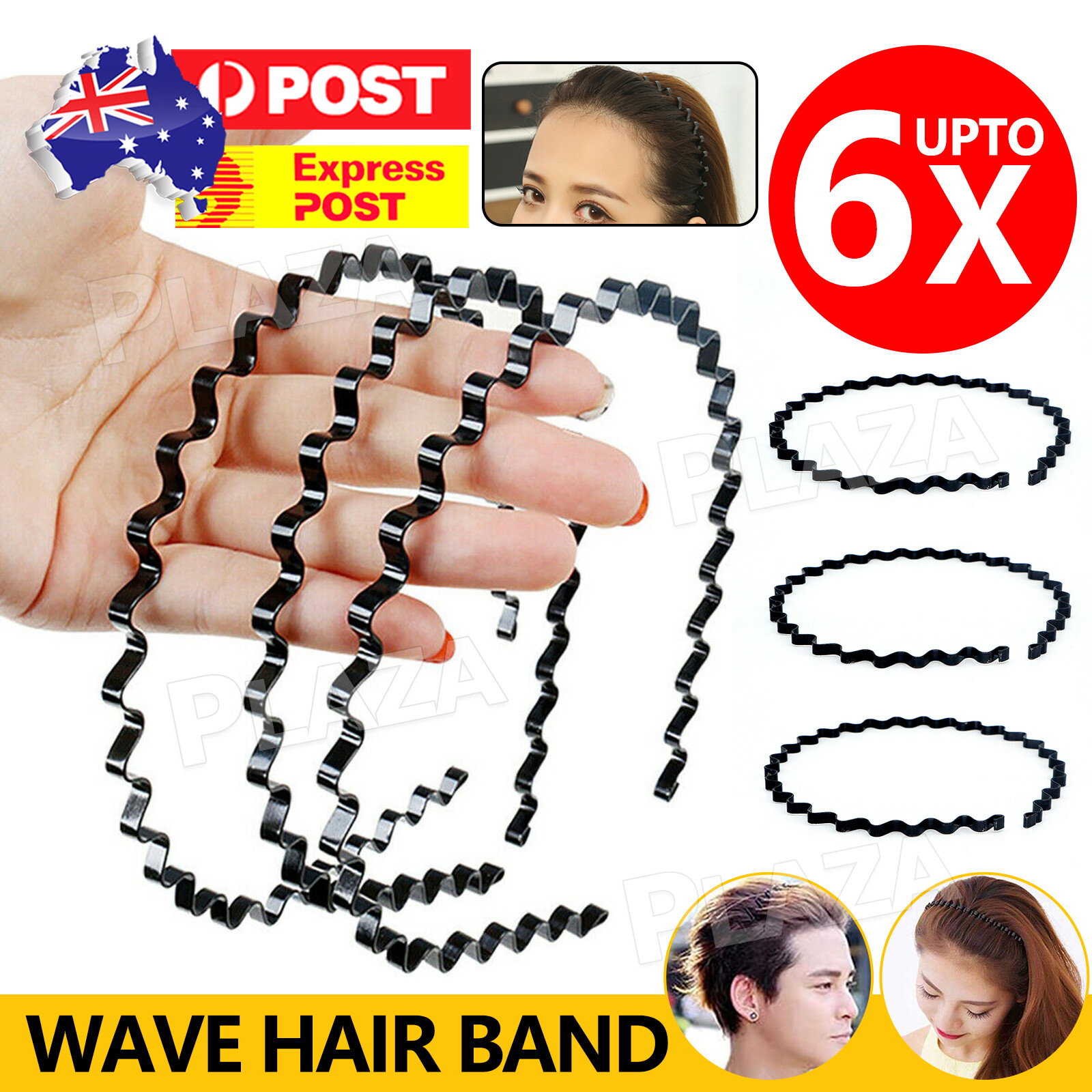 2pcs Wavy Metal Hair Band Headband Black 140 4MM Men Women Girls Sports Unisex