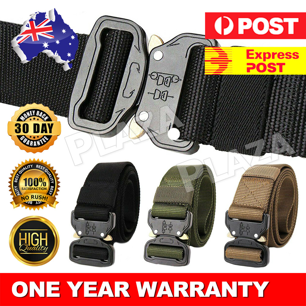 Mens Tactical Nylon Belt Heavy Duty Quick Release Buckle Black 3.8cm 125cm