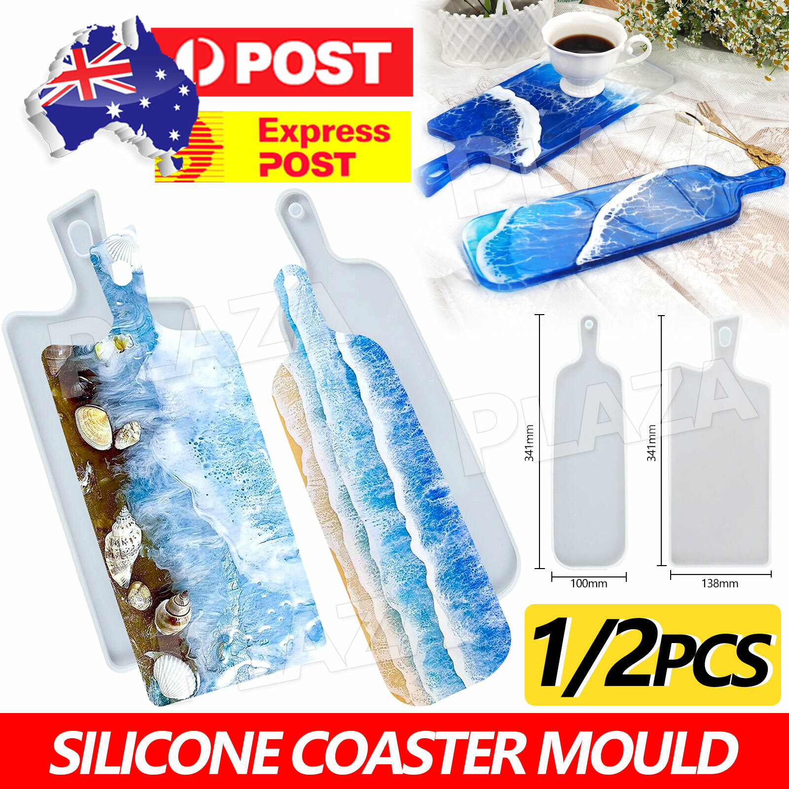 Silicone Coaster Resin Casting Mould Epoxy Fruit Vegetable Holder Tray DIY Clear