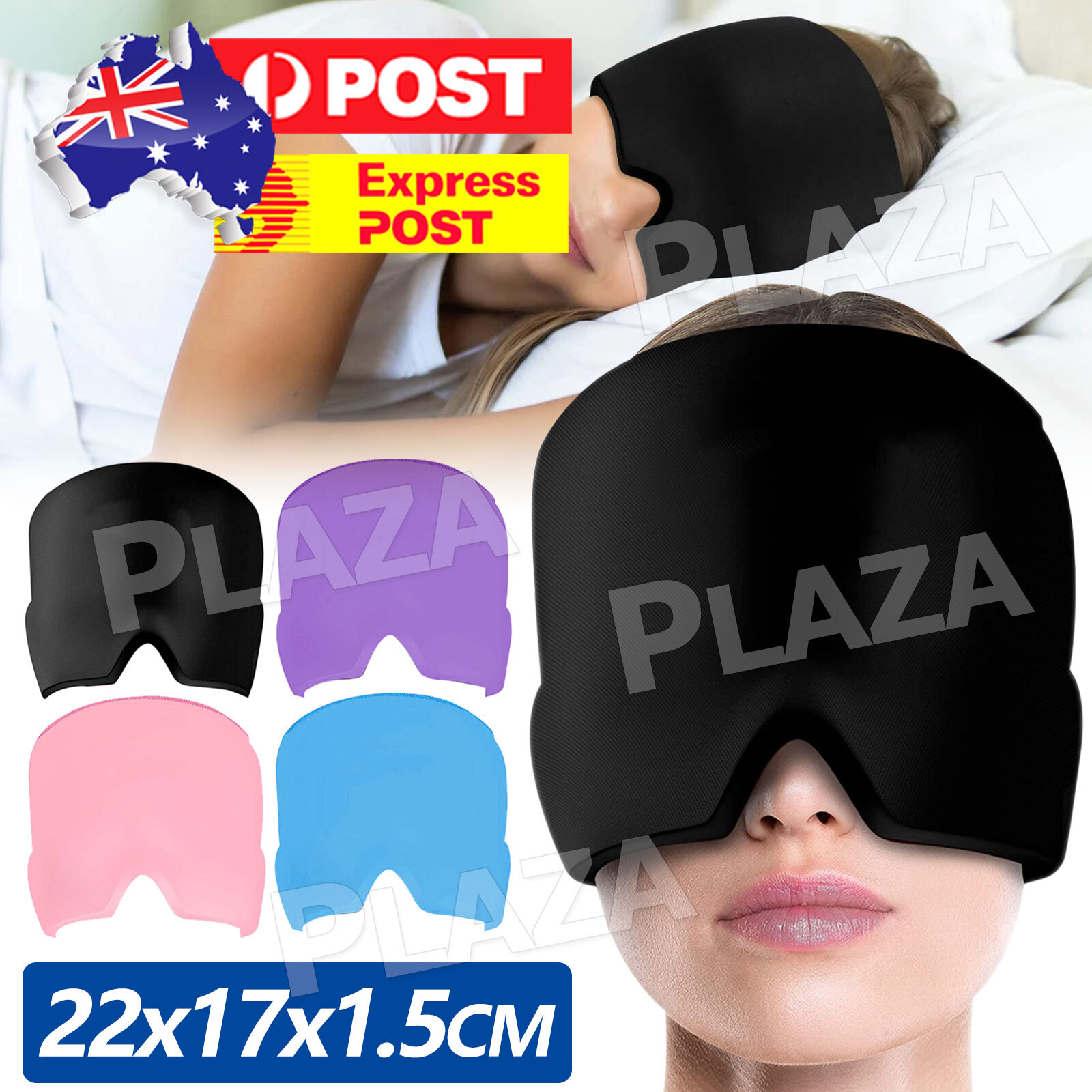 Migraine Relief Headache Cold Therapy Pack Mask Elastic Compression 22 17 1.5cm
