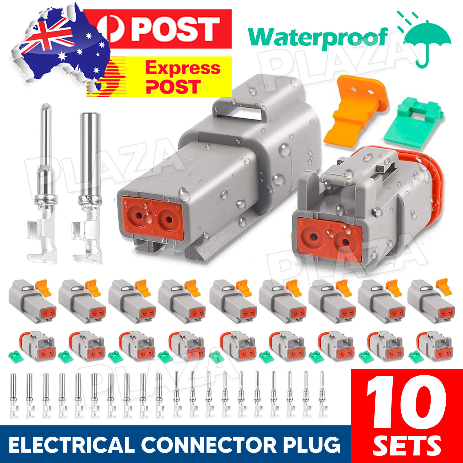 10Set Deutsch DT 2Way Pin Male/Female Connector Plug Waterproof Plastic Marine