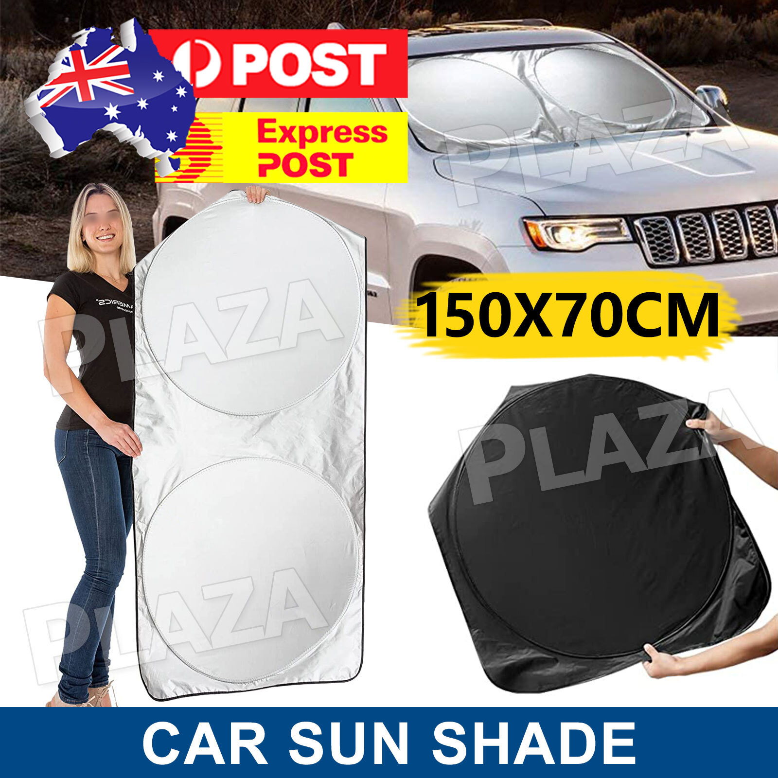 Car Windscreen Sun Shade Front 150x70CM Heat Reflective Silver Cloth UV Block