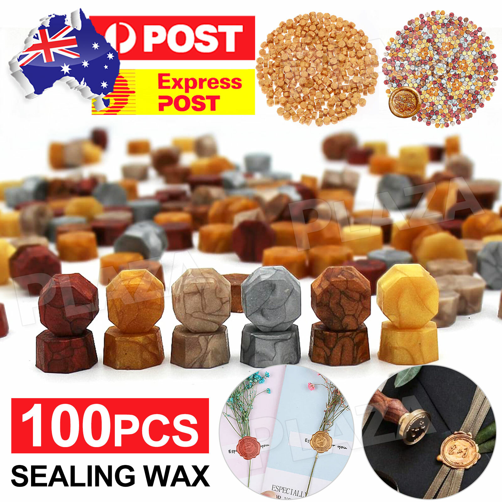 100Pcs Sealing Wax Beads Amber Gold Wedding Invitations Letter Envelope Card