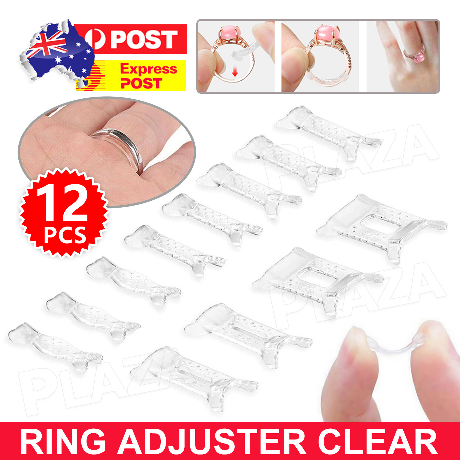 12x Invisible Ring Size Reducer Adjuster Clear Plastic Jewellery Tools Sizing