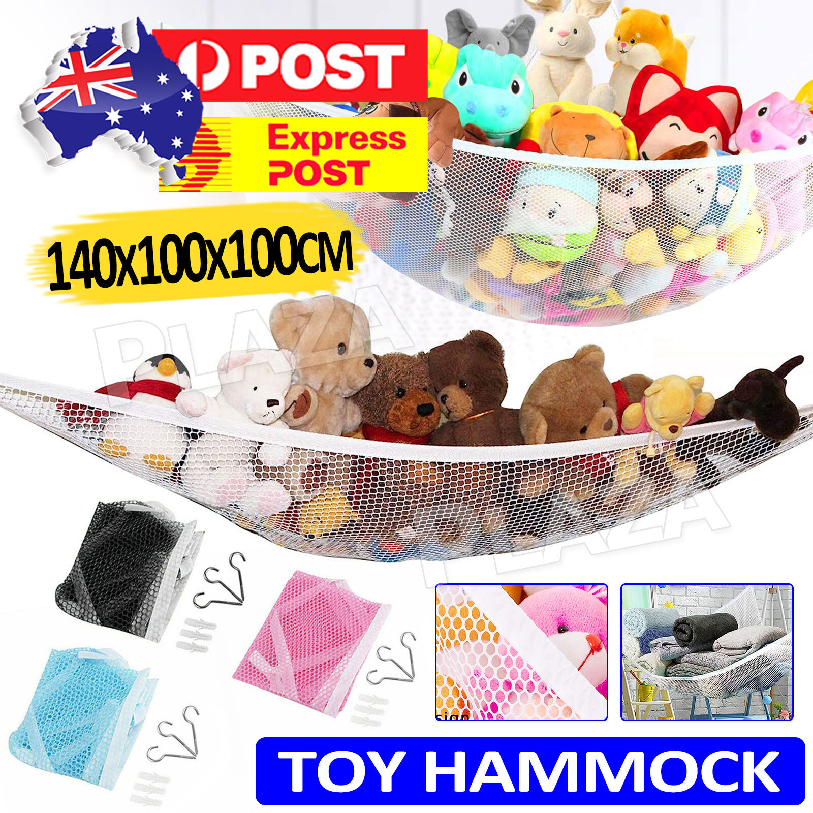 Toy Hammock Hanging Organiser Mesh Net White 140x100x100CM Bedroom Nursery Toys