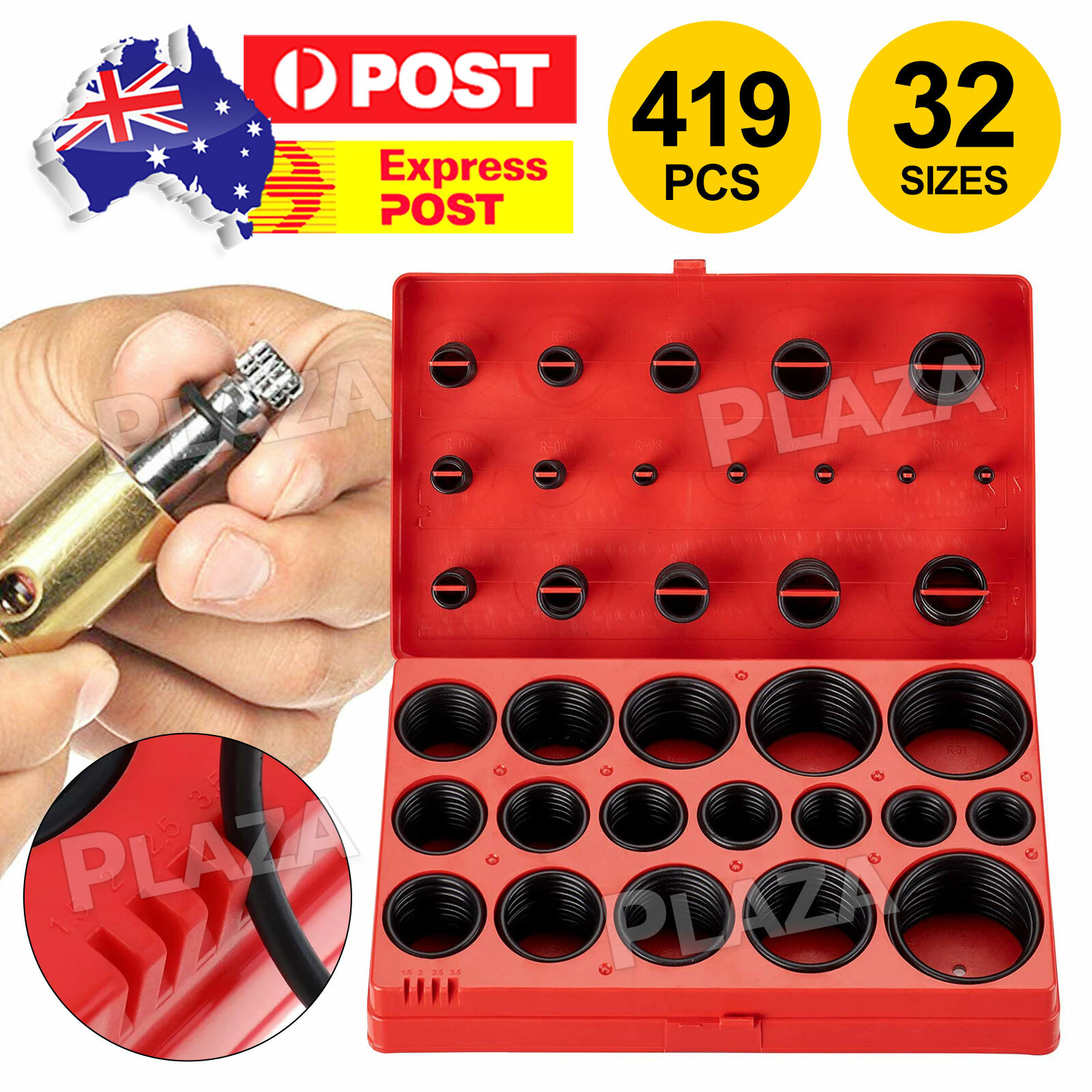 419PCS Rubber O-Ring Kit Metric Grommet Seal Assortment Plumbing Garage Red