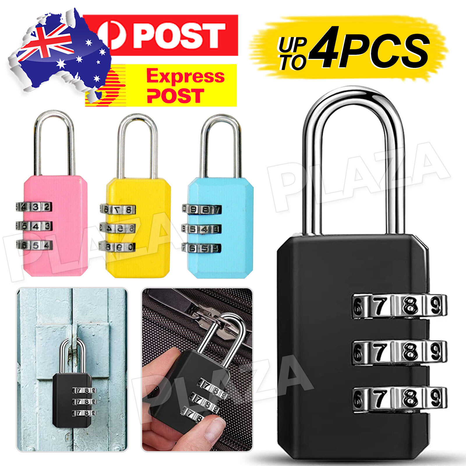 LEGION TOOLS Combination Padlock T391 54x22MM Black 2PCS 3-digit Steel shackle