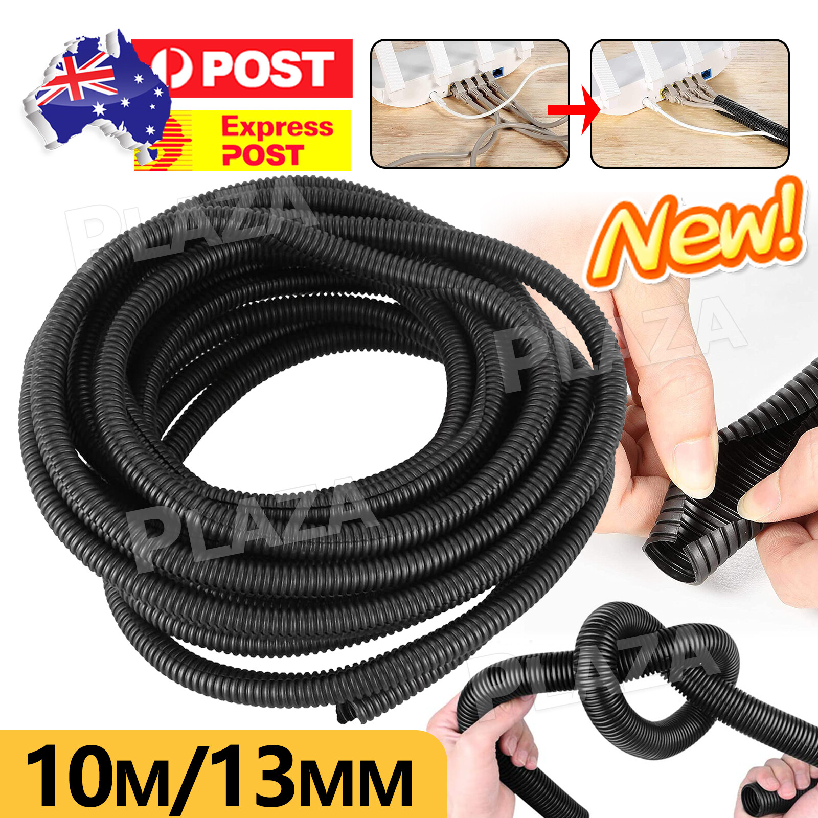 Flexible 10M Split Wire Loom Tubing Black 10mm 13mm Automotive Cable Harnesses