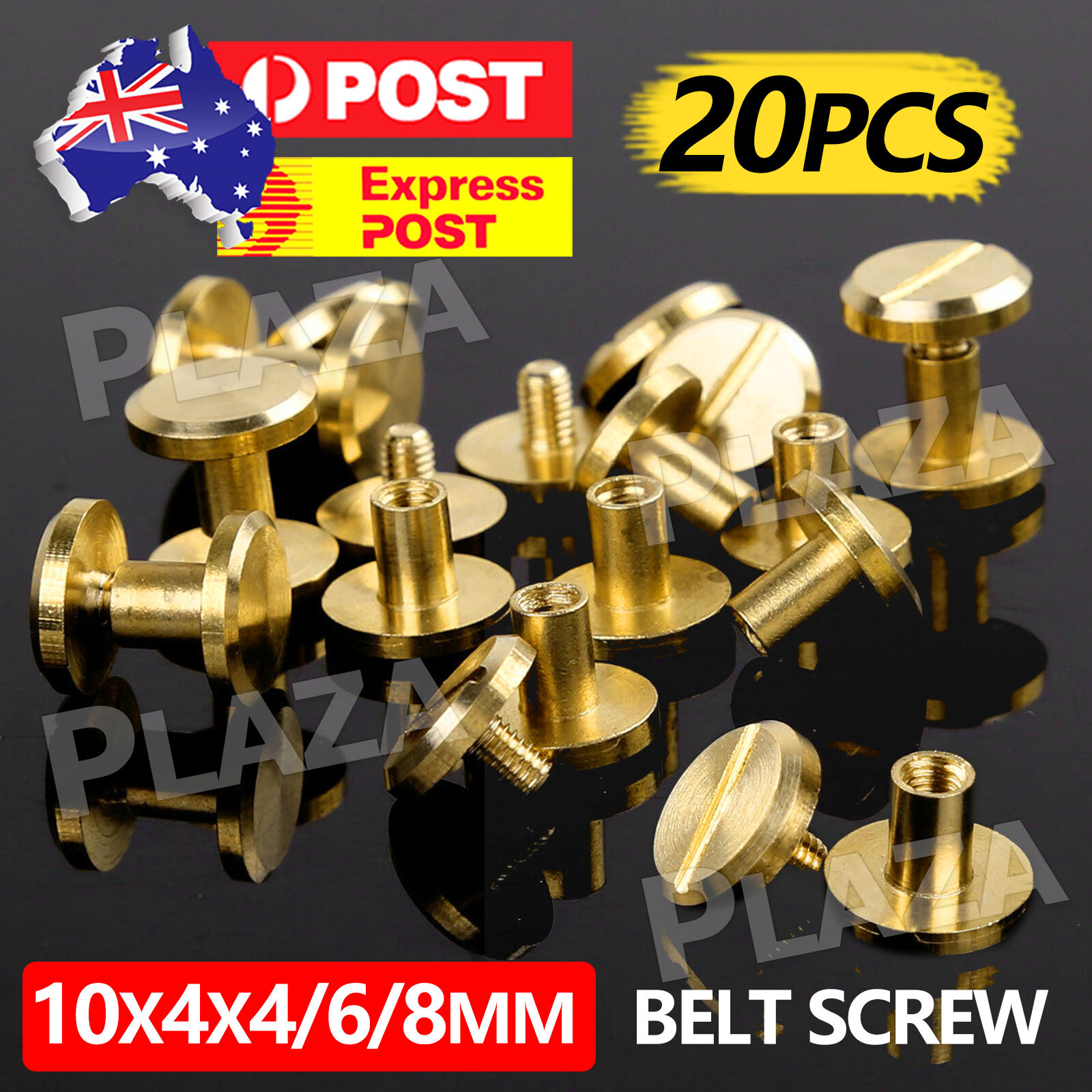 20pcs Brass Chicago Screws Rivet Stud Button 10x4x4MM Leather Craft Belt Wallet