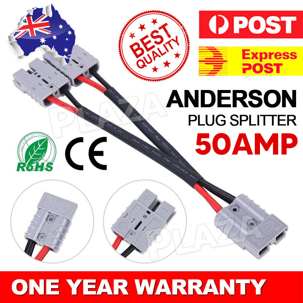 50 Amp Anderson Double Adaptor Splitter 6mm Automotive Cable Polarity Protected