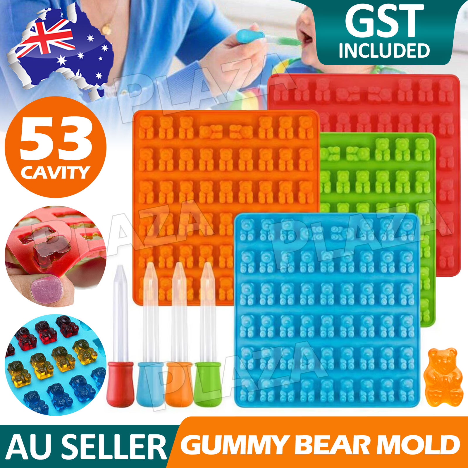 Bear Silicone Gummy Mould Chocolate Ice Cube Non-Stick Blue 230 15.5cmx16.5cm