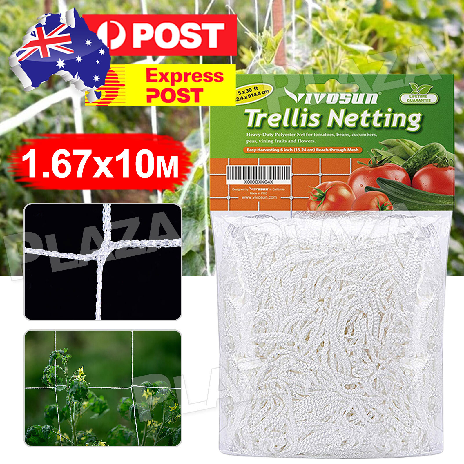 Elastic Scrog Trellis Net 1.67x10M White nylon 6inch square grid Plant Support