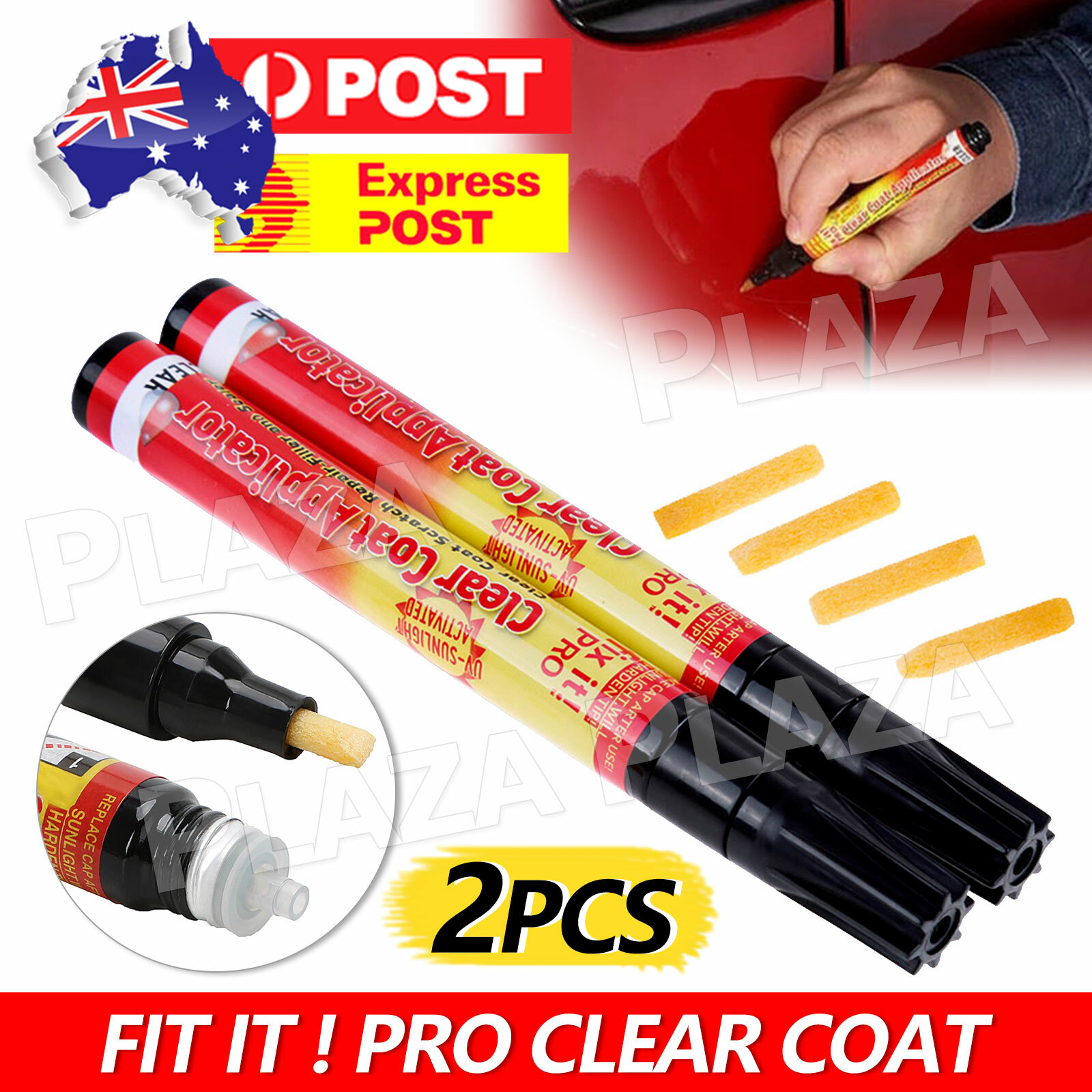 2PCS Scratch Repair Pen Paint Remover Clear Coat Water Resistant UV Activated