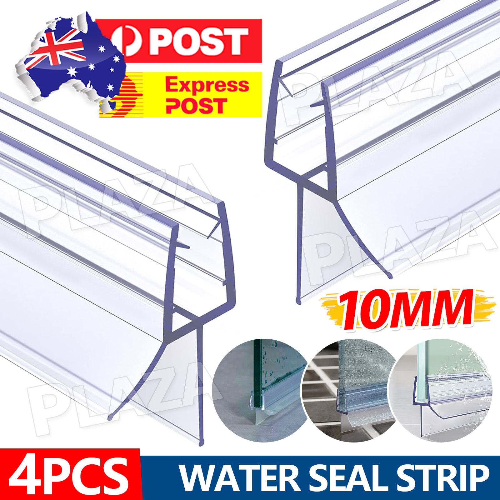 4pcs 1M 10mm PVC Water Seal Strip Clear Shower Screen Door Bathroom Silicone
