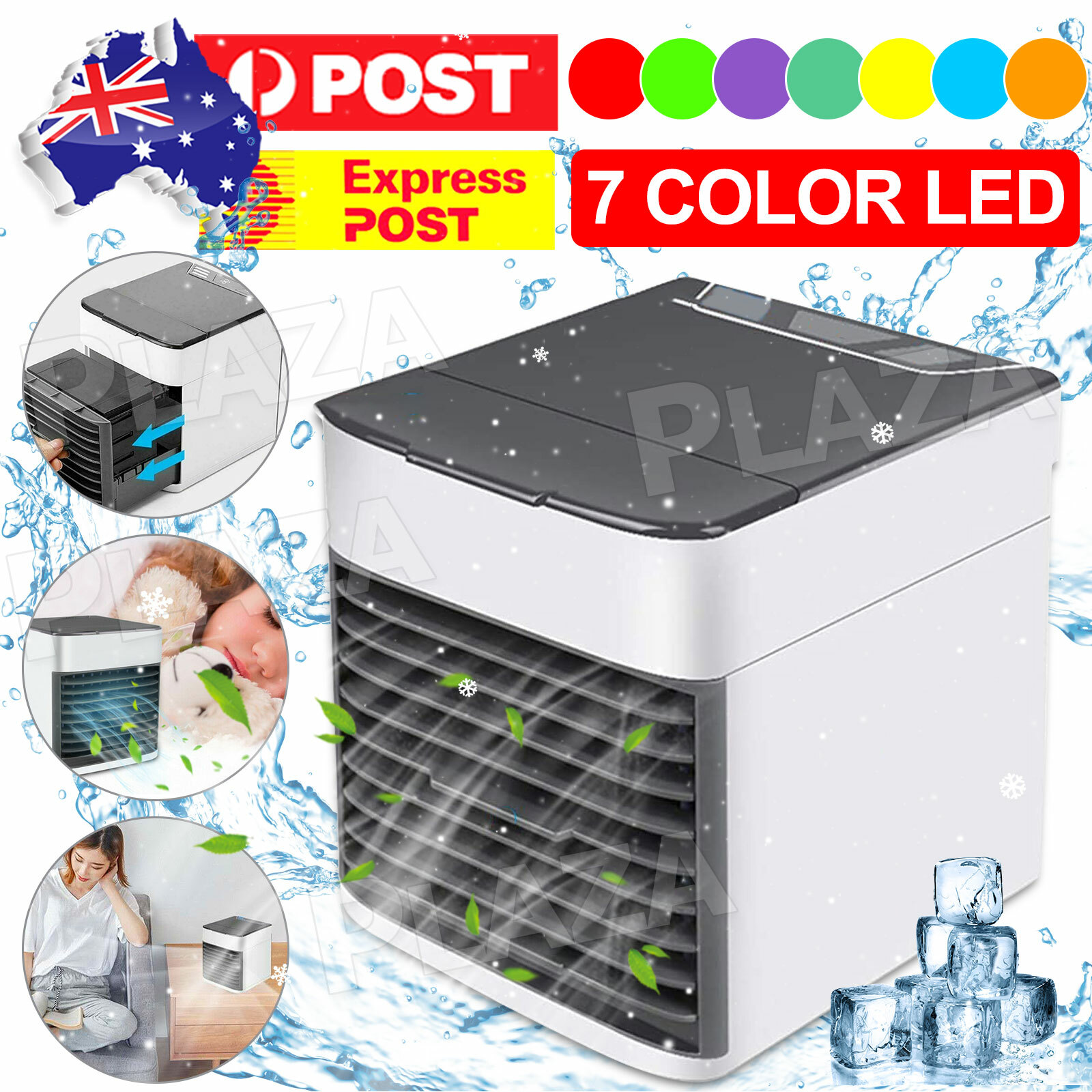 Portable Mini Air Cooler Fan Air Conditioner Humidifier USB Desk White 170mm